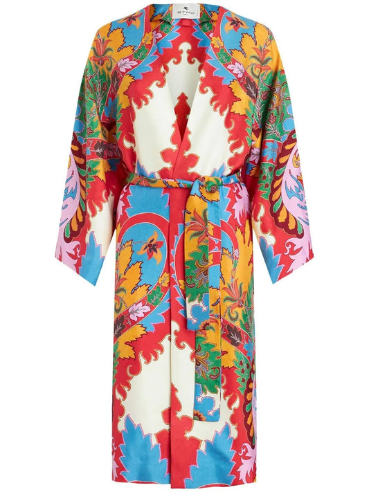 Abstract-Pattern Tied Coat