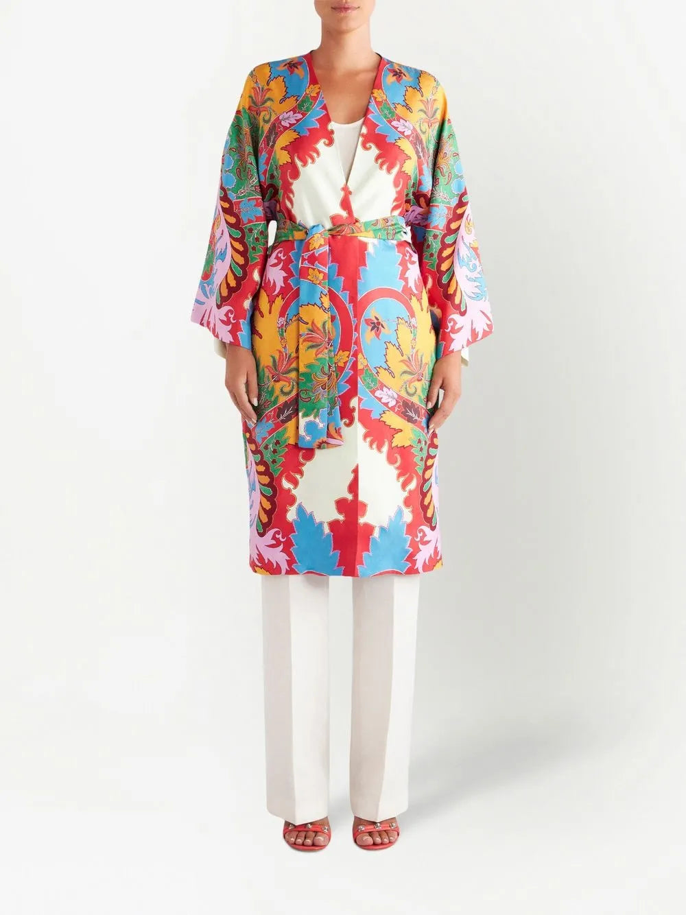 Abstract-Pattern Tied Coat