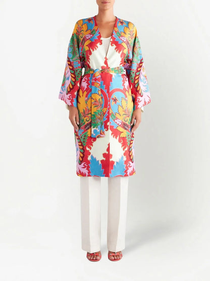 Abstract-Pattern Tied Coat