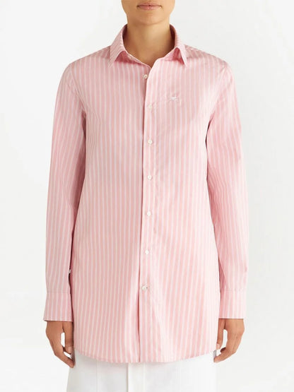 Embroidered-Logo Striped Shirt