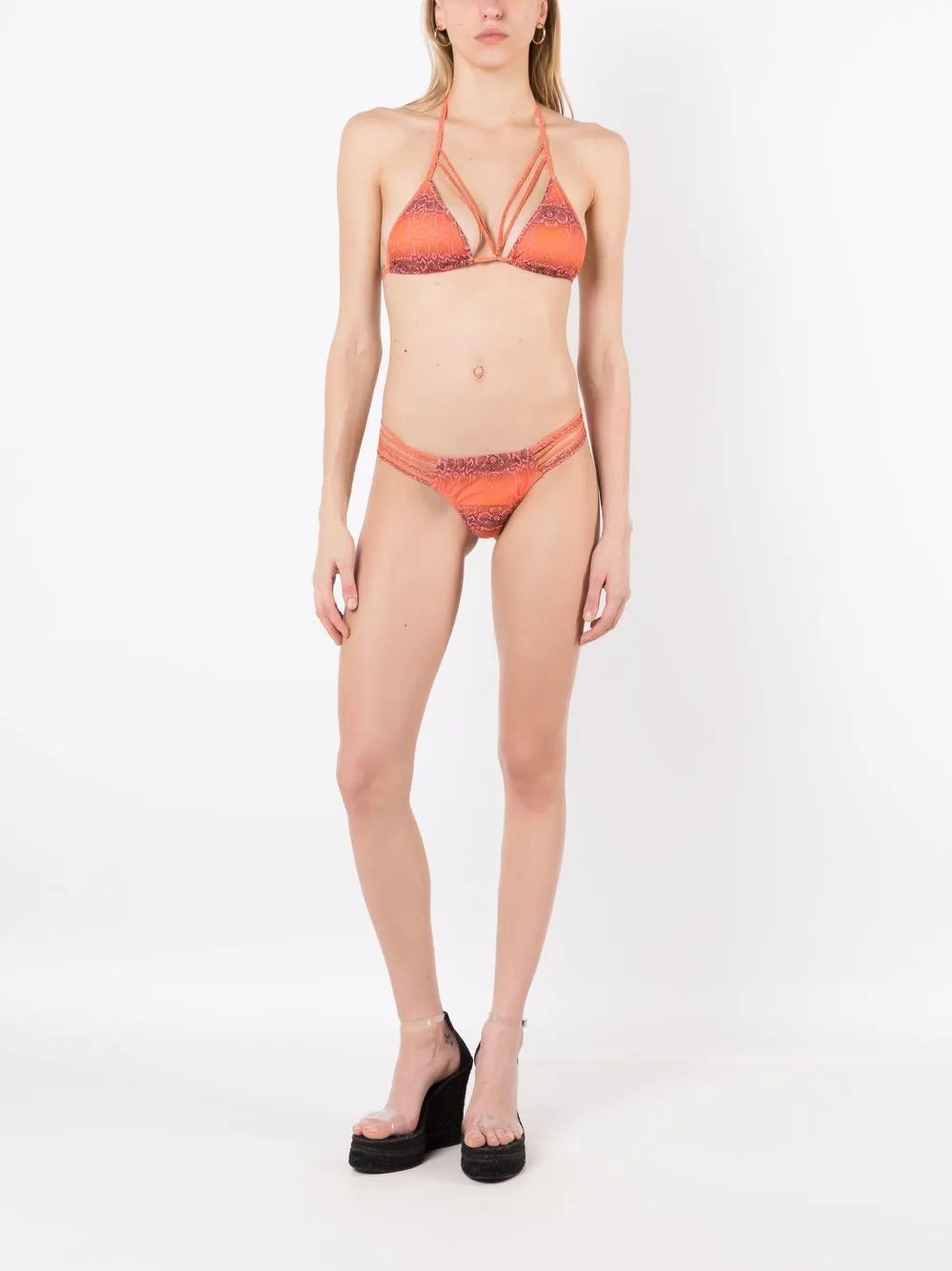 Snakeskin-Print Cut-Out Bikini