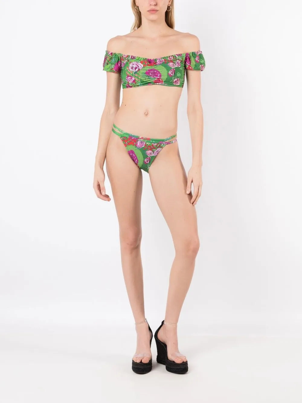 Off-Shoulder Floral-Print Bikini