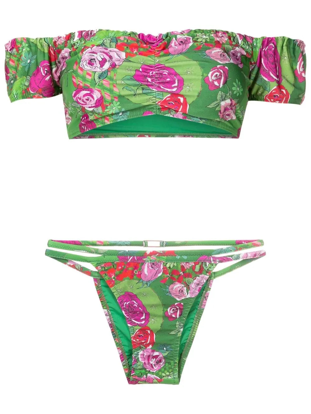 Off-Shoulder Floral-Print Bikini
