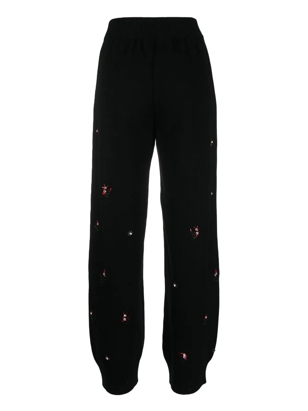 Floral-Embroidered Cashmere Trousers