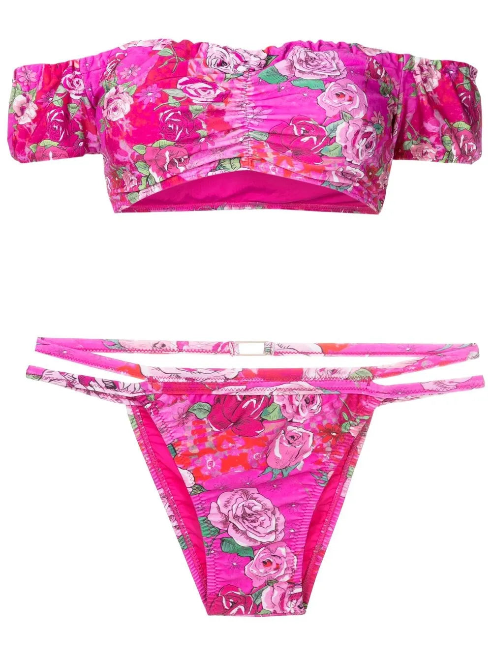 Off-Shoulder Floral-Print Bikini