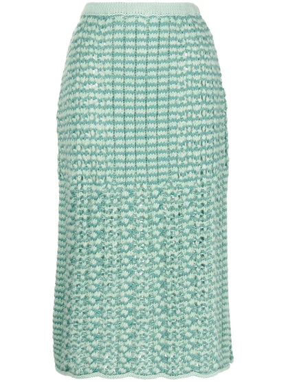 Melange-Effect Cable-Knit Skirt