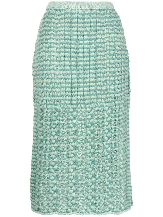 Melange-Effect Cable-Knit Skirt