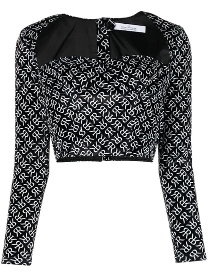 Monogram-Print Bustier Corset Top