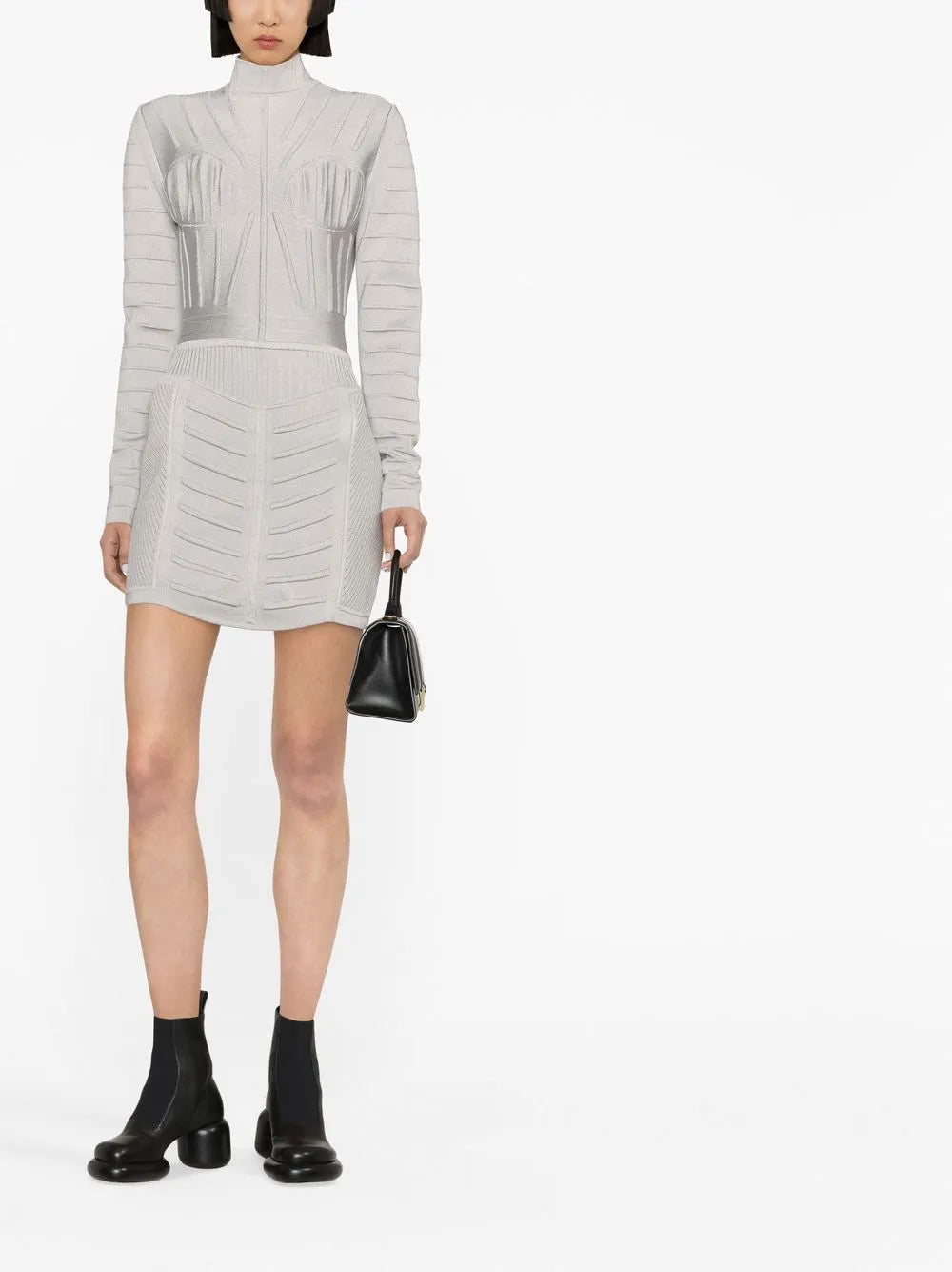 Ribbed Long-Sleeve Mini Dress