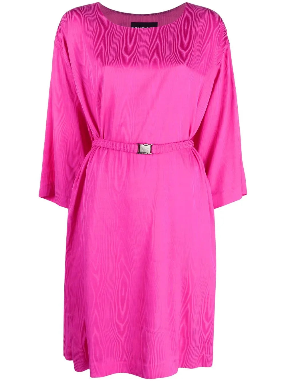 Belted-Waist Long-Sleeve Dress