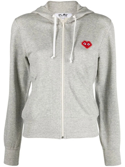Embroidered Heart Zipped Hoodie