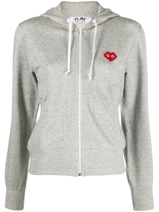 Embroidered Heart Zipped Hoodie