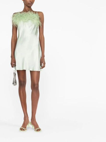 Boheme Feather-Trim Minidress