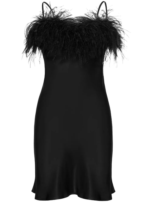 Boheme Feather-Trim Minidress