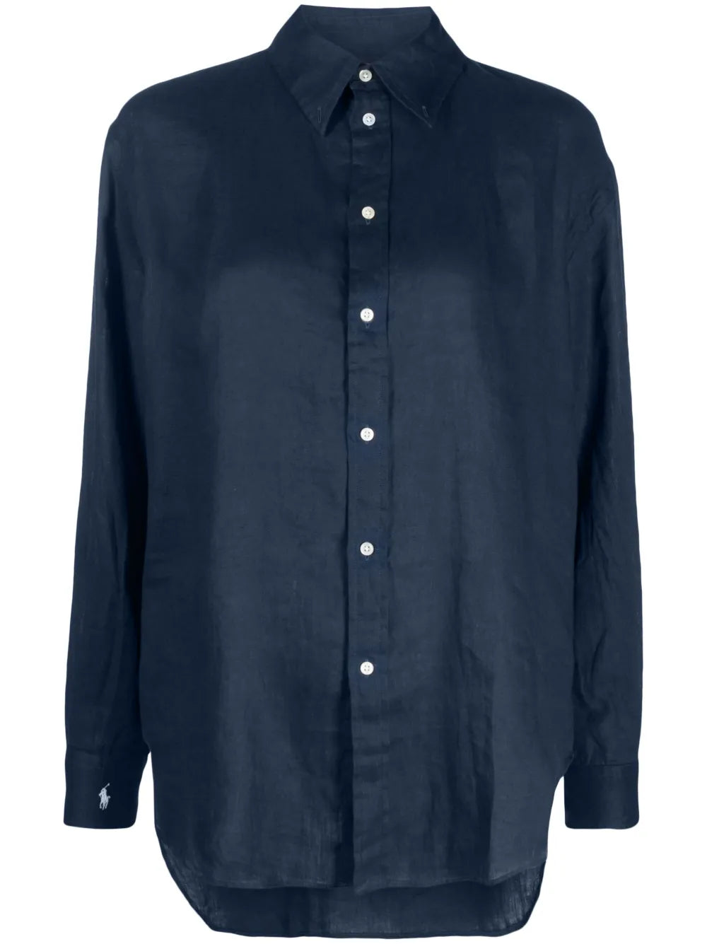 Logo-Embroidered Long-Sleeve Linen Shirt