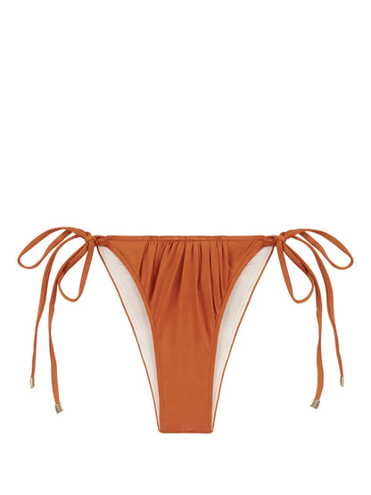 Melon Ruched Bikini Bottoms