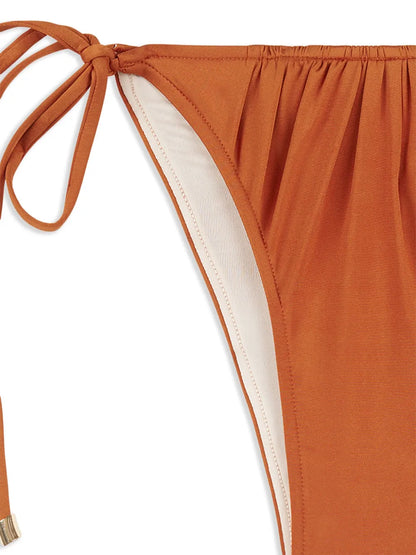 Melon Ruched Bikini Bottoms