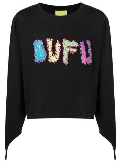 Slogan-Print Long Sleeve T-Shirt