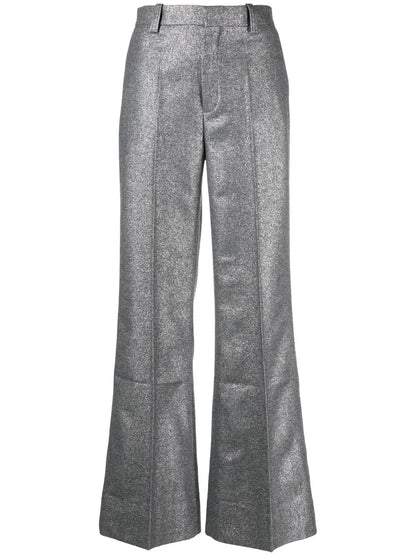 High-Waisted Glitter Flared Trousers