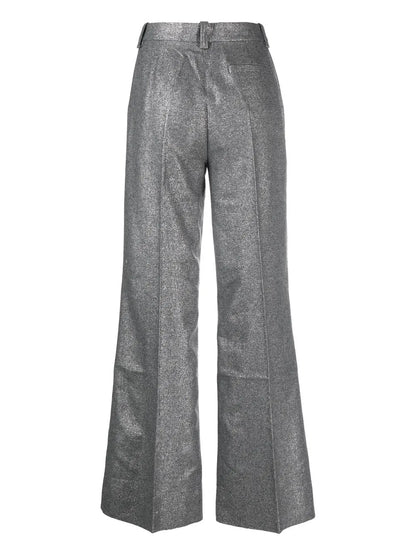 High-Waisted Glitter Flared Trousers