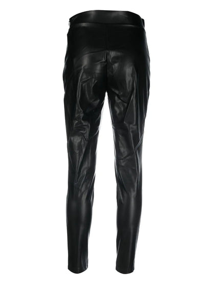 Slim-Cut Faux Leather Trousers