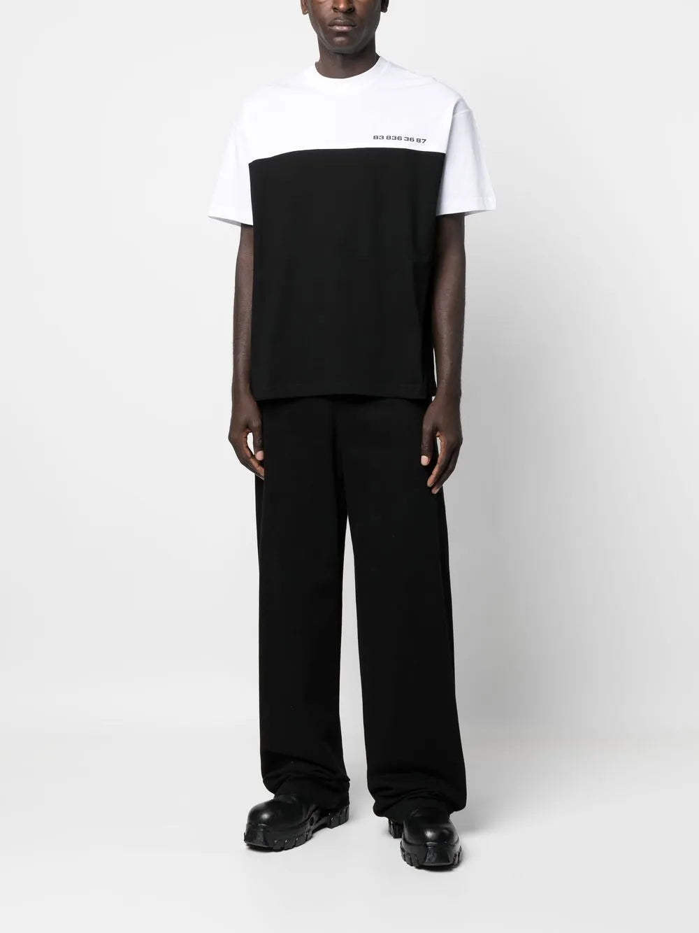 Number-Print Two-Tone T-Shirt