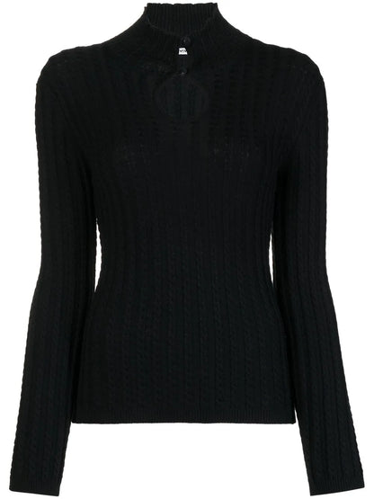 Ribbed-Knit Cut-Out Top