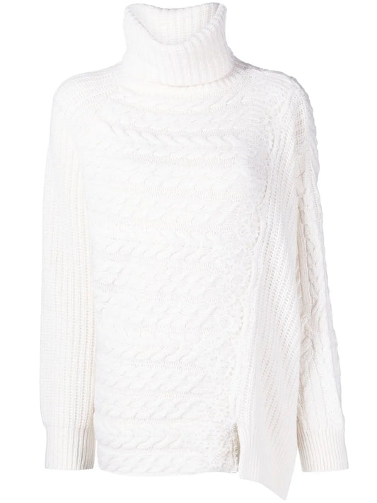 Cable-Knit Lace-Trim Jumper