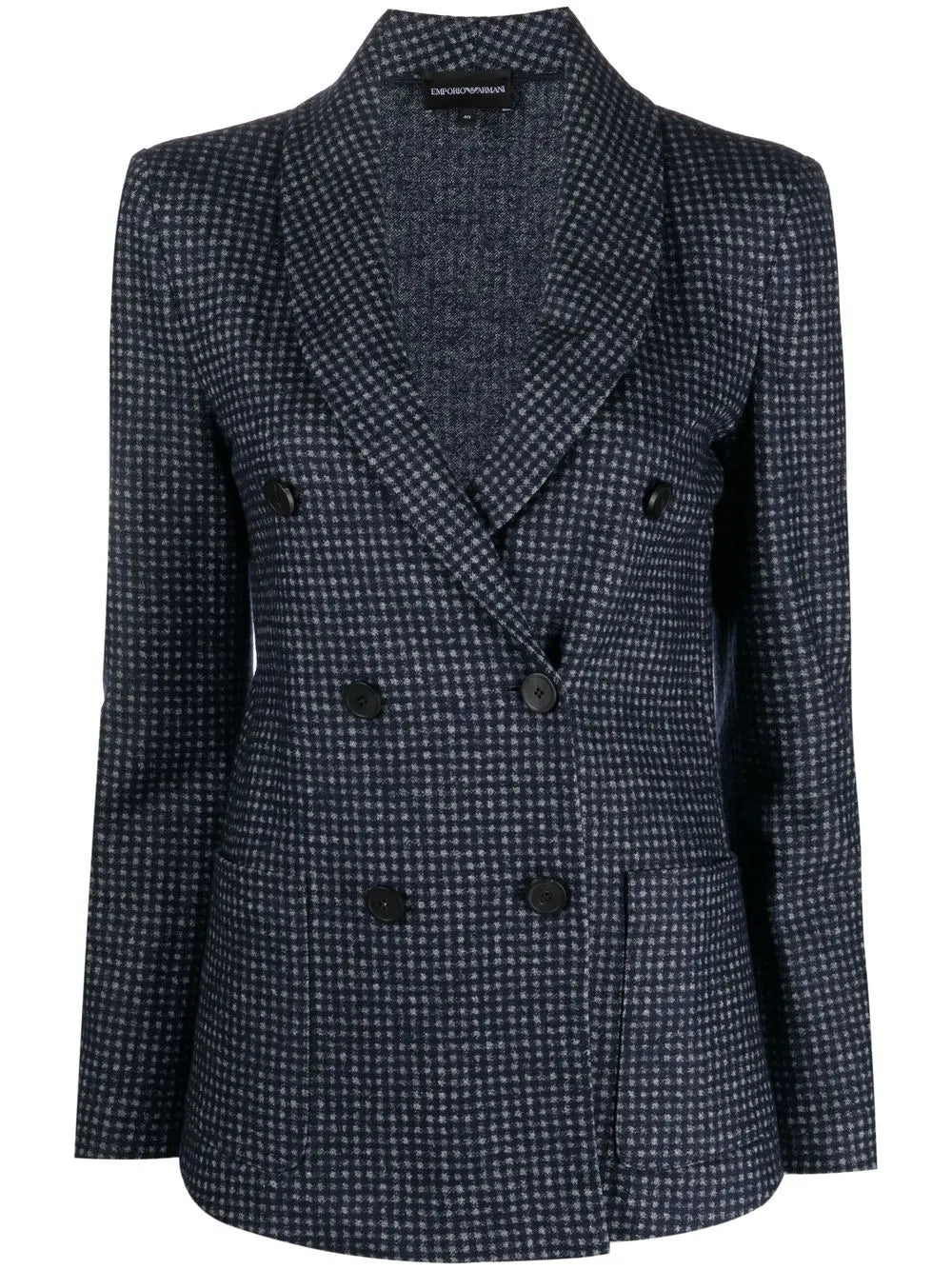 Checked Pattern Double Breasted Blazer