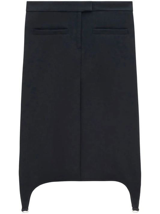 Twill Suspenders Midi Skirt