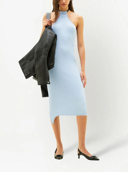 Ribbed-Knit Halterneck Dress