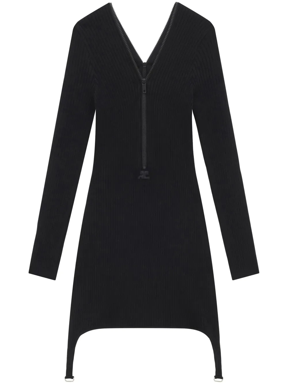 Ribbed-Knit Zip-Up Dress