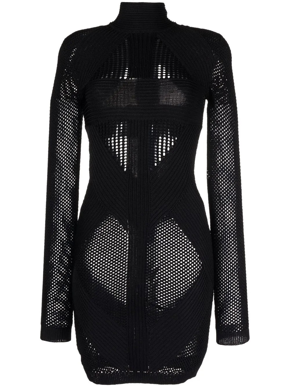 Perforated-Knit Detail Dress
