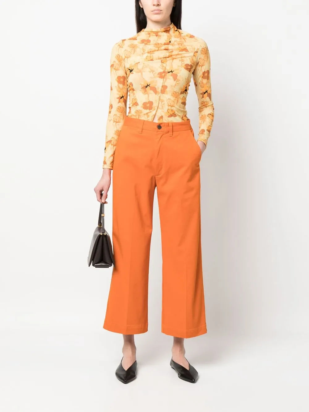 Wide-Leg Cropped Chinos