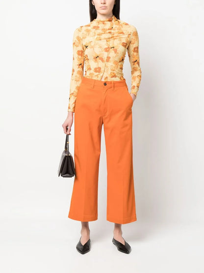 Wide-Leg Cropped Chinos