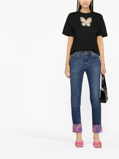 Baroque-Cuff Skinny Jeans