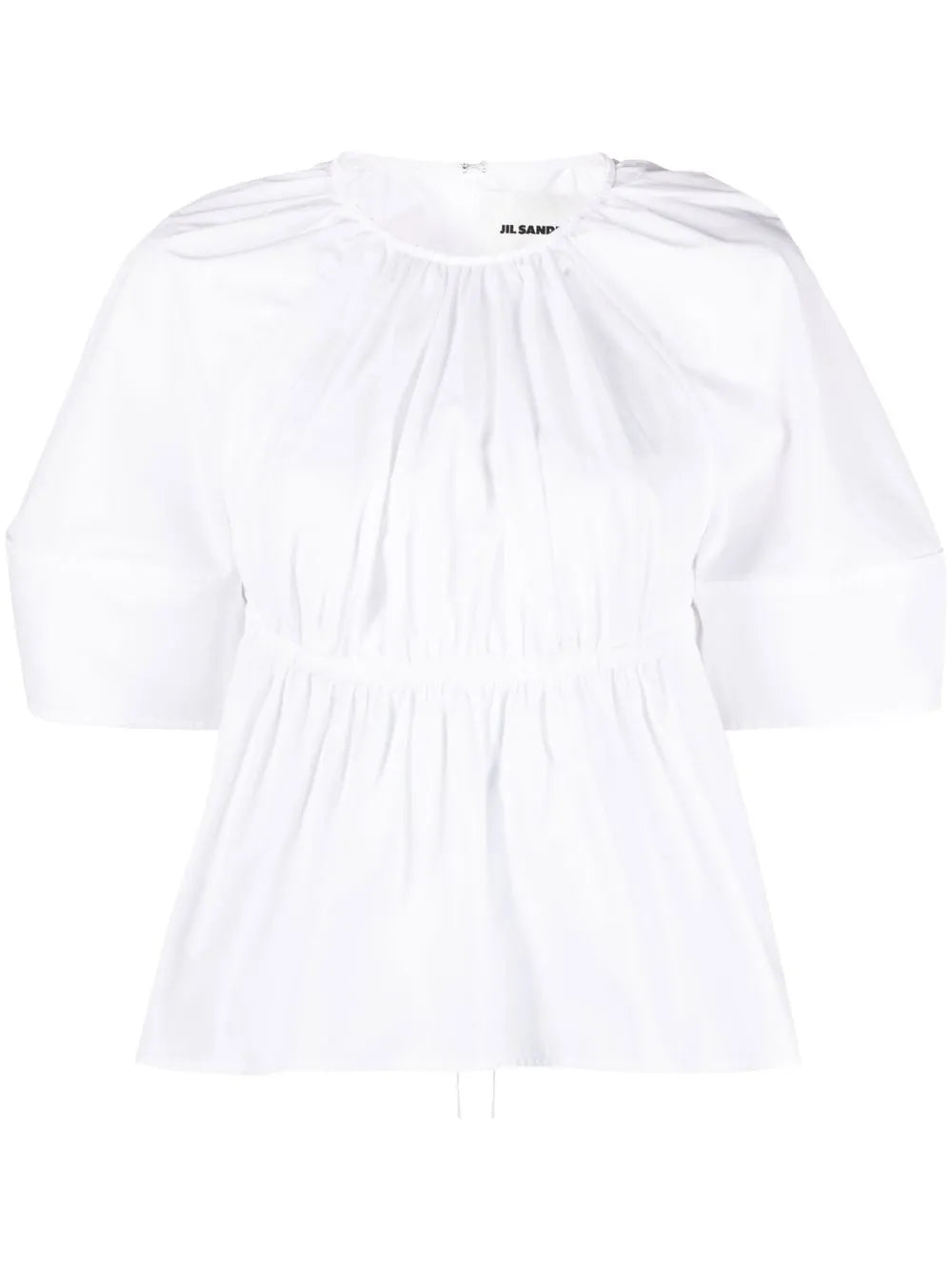 Pleated Cut-Out Poplin Blouse