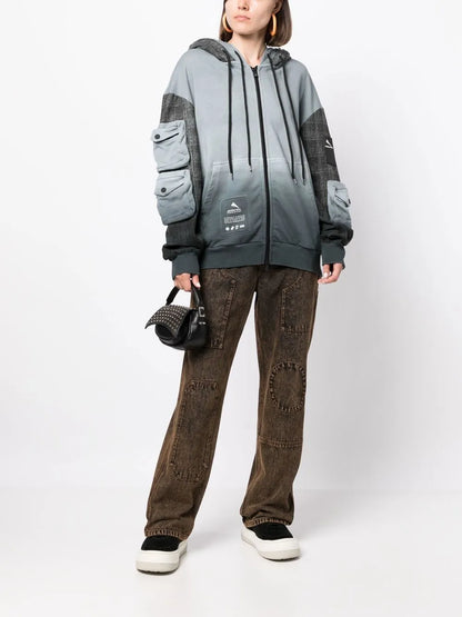 Gradient-Print Zip-Up Hoodie