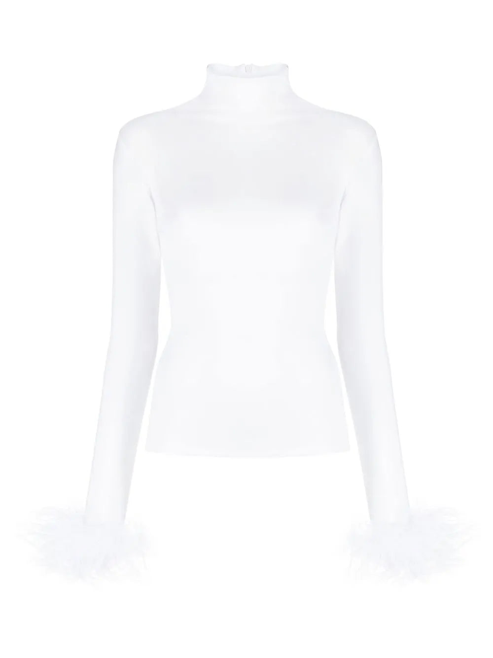 Feather-Cuffs Roll-Neck Top