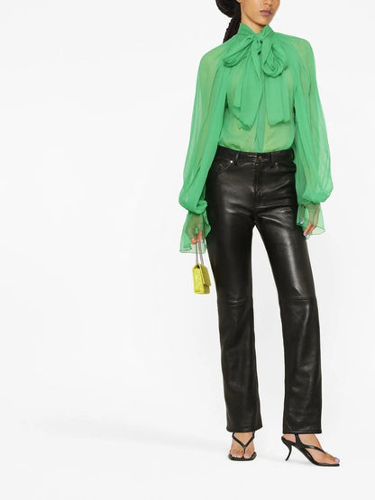 Pussy-Bow Silk Blouse
