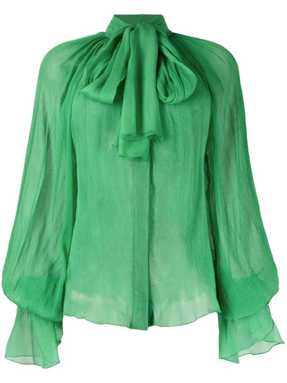 Pussy-Bow Silk Blouse