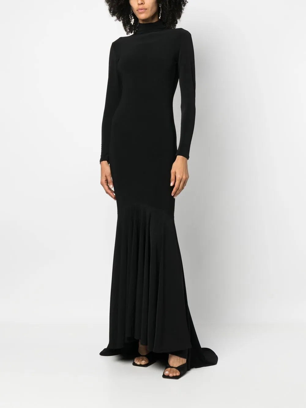 Long-Sleeve Flared Gown
