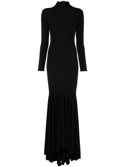 Long-Sleeve Flared Gown