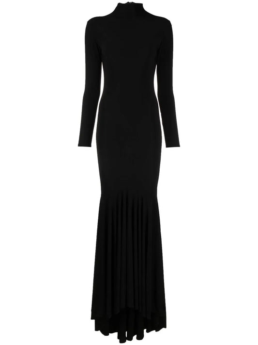 Long-Sleeve Flared Gown