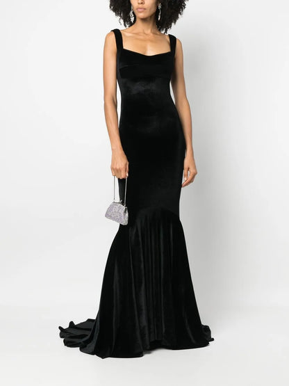 Sleeveless Fishtail Velvet Gown