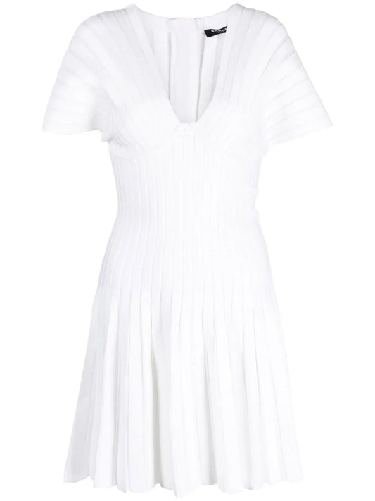 Pleated Mesh Mini Dress