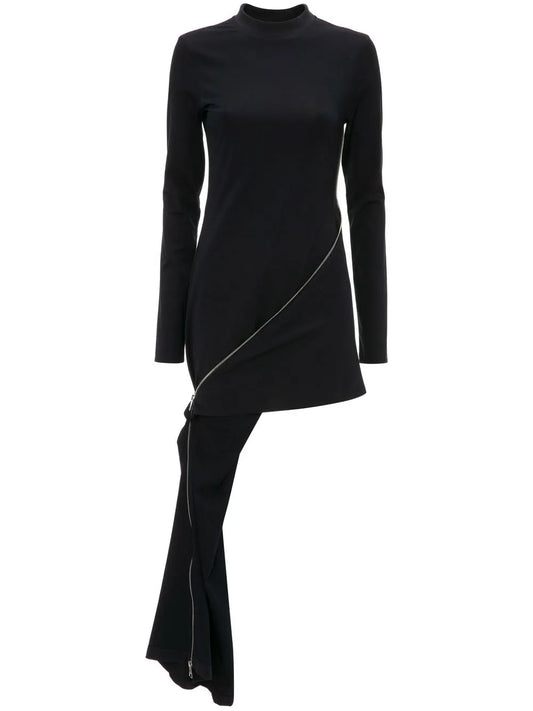 Zip-Detail Long Sleeve Dress