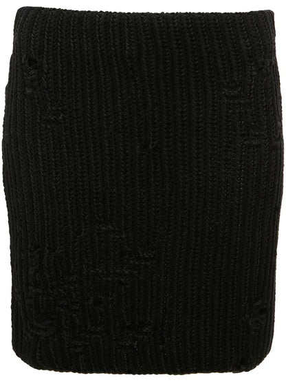 Distressed Knitted Mini Skirt