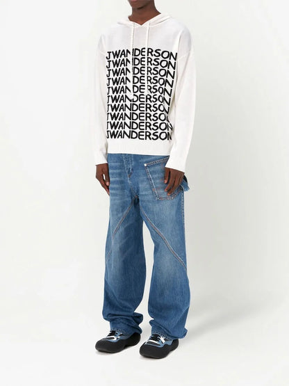Intarsia-Logo Long-Sleeve Hoodie