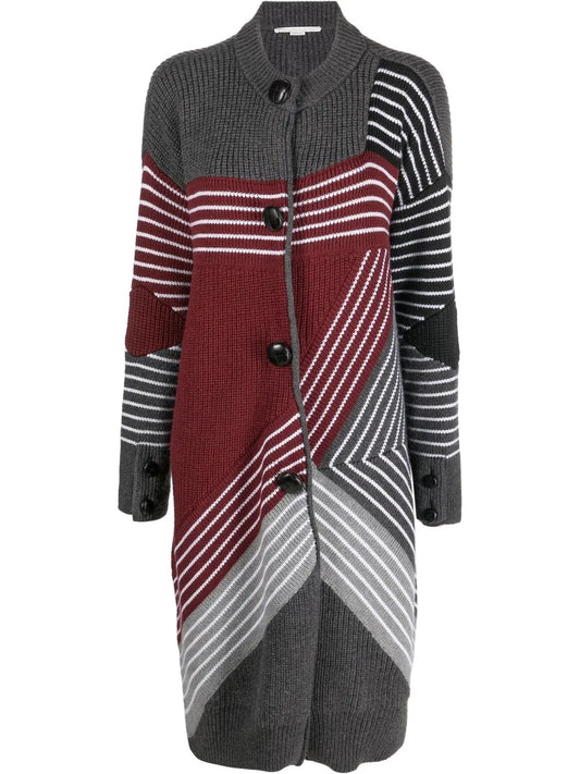 S By S 3D Striped Virgin Wool Cardi-Coat